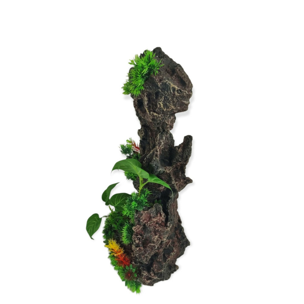 Décoration rocher et plantes 22x16x h 45cm, aquarium.
