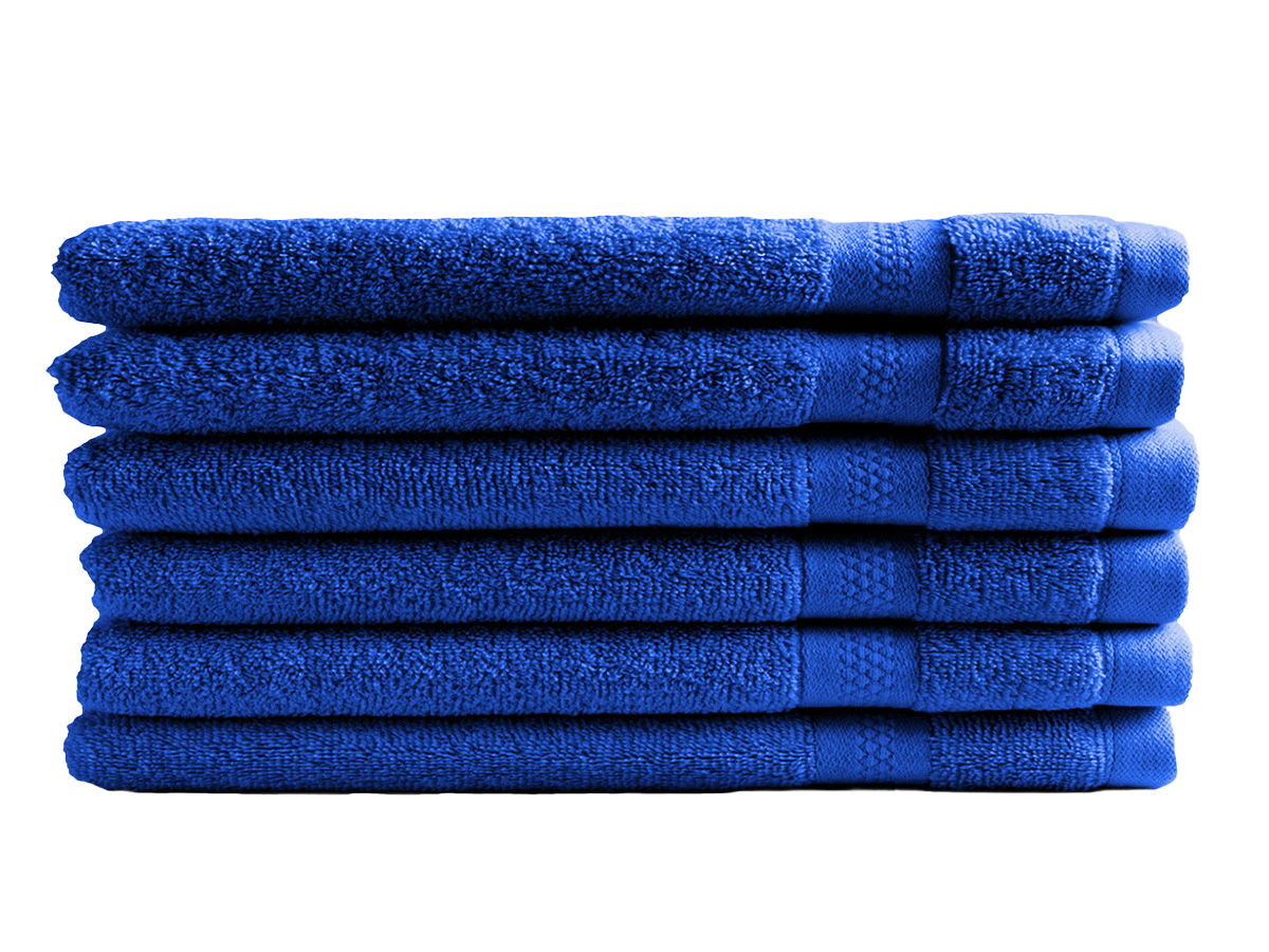 DoubleDry Hotel 16 x 21 cm set van 6 washandjes - blauw