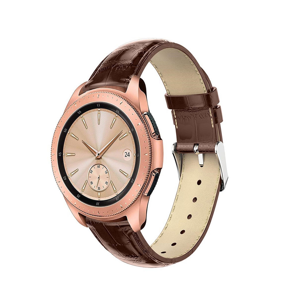 Samsung Galaxy Watch 5 (44/40mm) / Watch 5 Pro (45mm) Echtleder Armband im Kroko Look - Braun