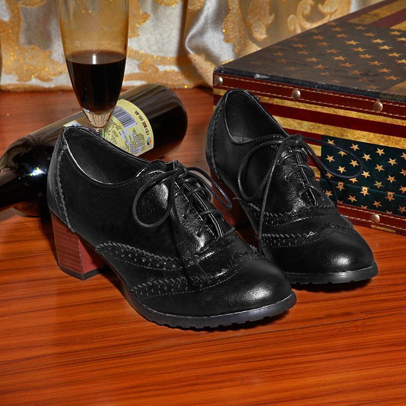 Megan - Oxford schoenen met blokhak