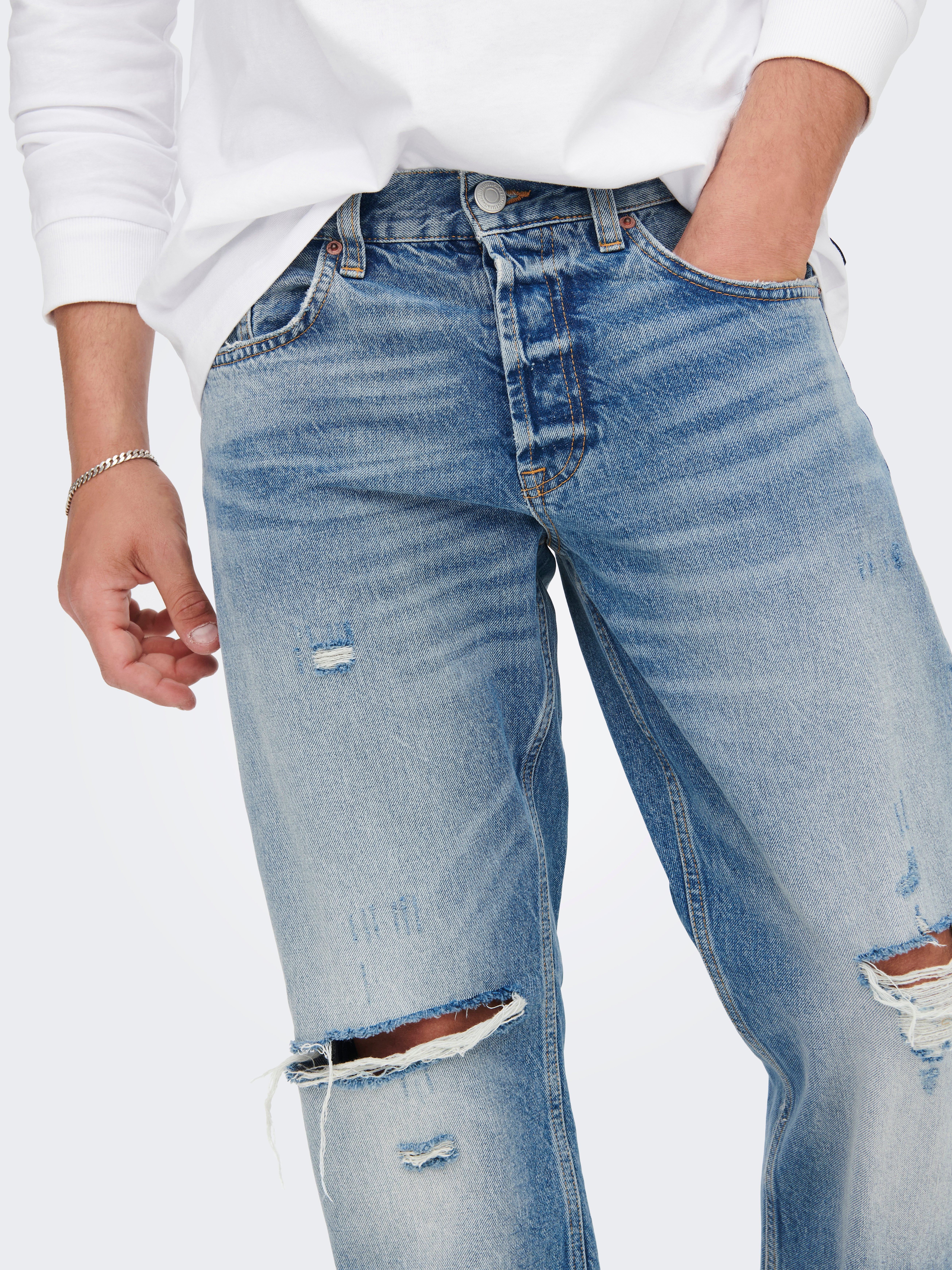 ONSEDGE Mid Rise Gerade geschnitten Jeans Light Blue Denim