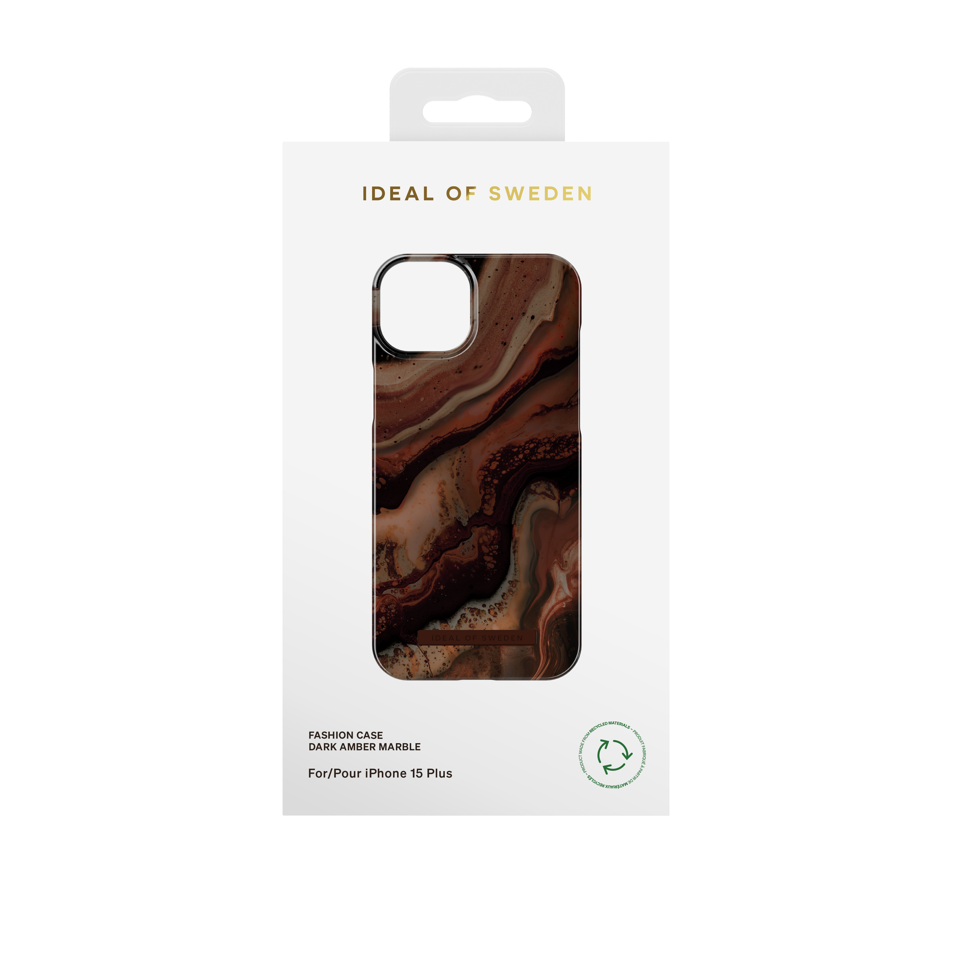 iPhone 15 Plus Hardcase Hülle Recycled (IDFC-I2367-488) - Dark Amber Marble