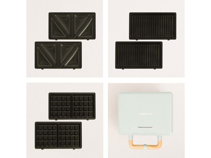 Create Waffeleisen Stone 3 in 1 Studio Pastelblau Waffel- und Sandwichmaker