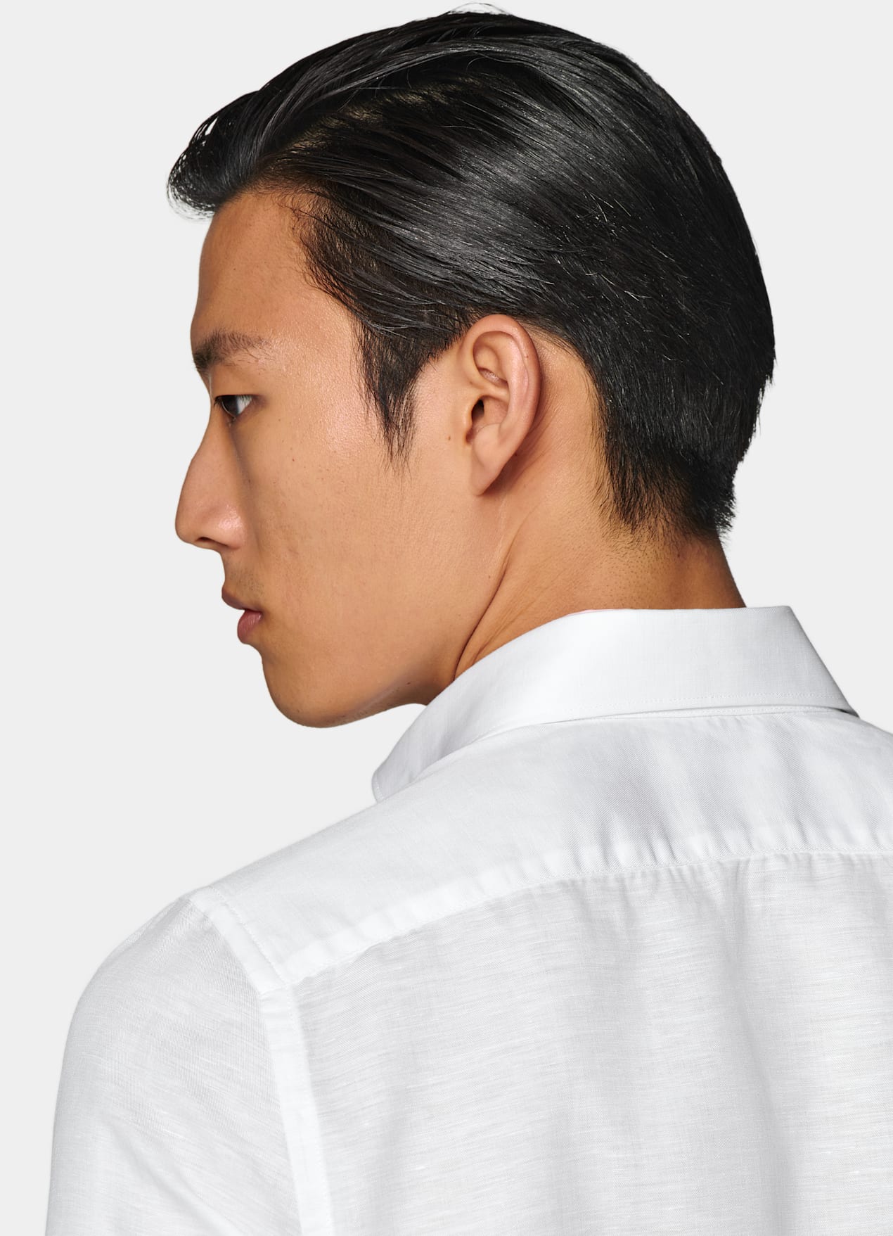Chemise coupe très ajustée en twill blanche