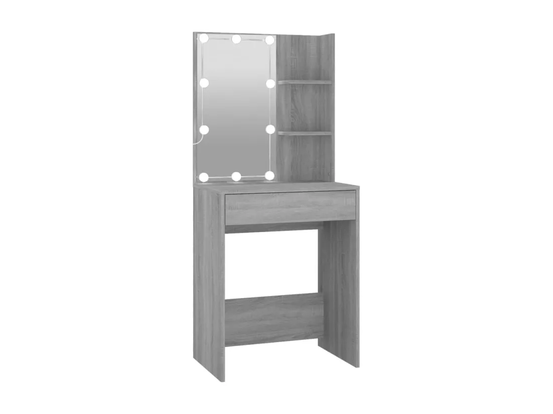 Coiffeuse à LED avec armoire Sonoma gris Bois d'ingénierie