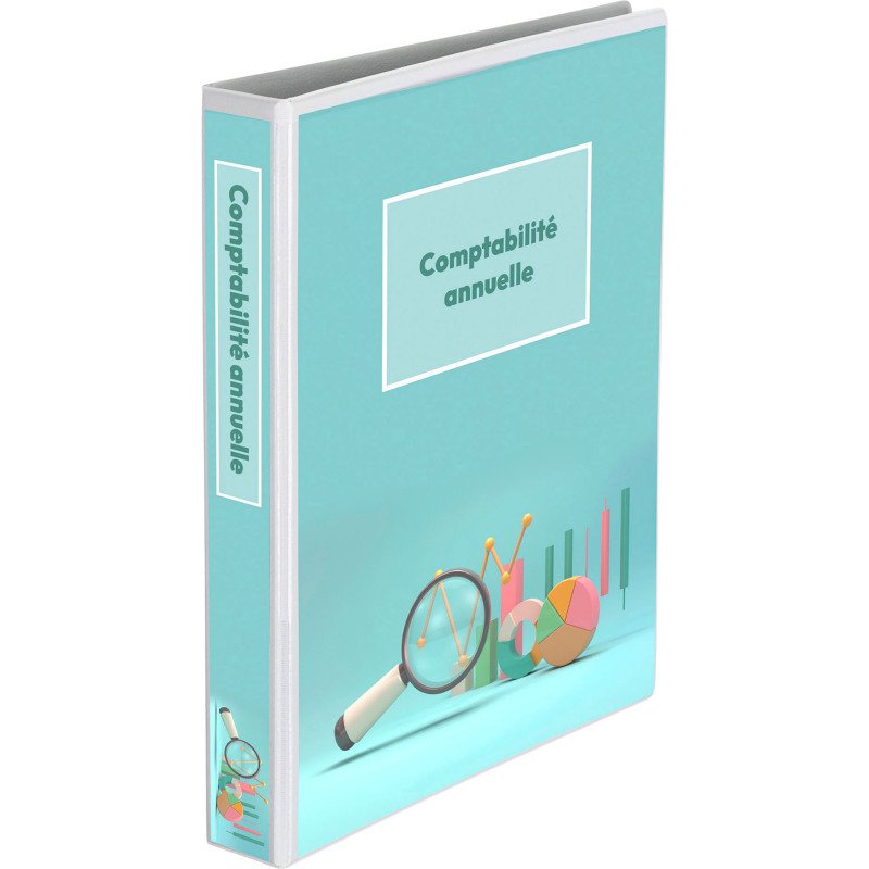 Classeur 4 anneaux cartonné Bruneau personnalisable A4 - Dos 4,5 cm blanc