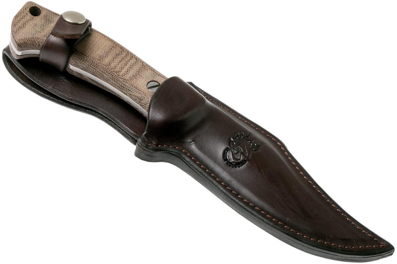 Rick Hinderer Ranch Bowie Natural Canvas Micarta, Stonewashed, bowie mes