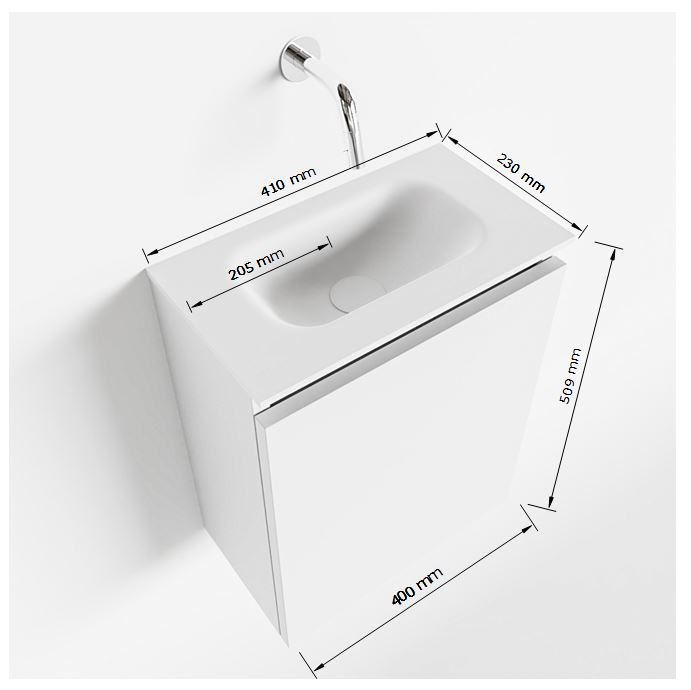 Mondiaz Ture 40cm toiletmeubel smoke met wastafel talc midden geen kraangat