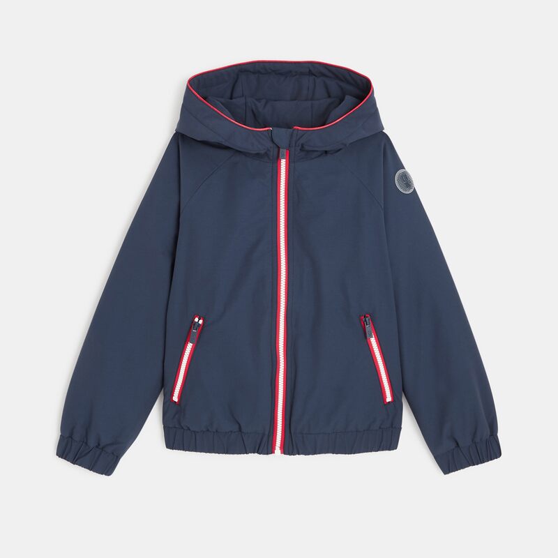 Blouson doublé à capuche bleu garçon
