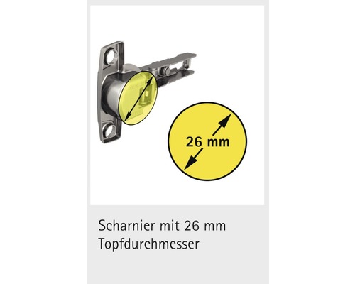 Komscharnier Ø 26 mm, voor overhangende deuren, 1 stuk