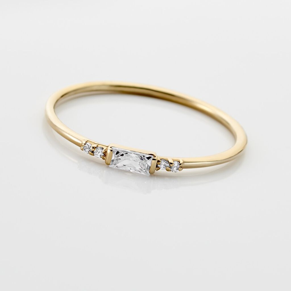 Bague Solitaire Or Jaune Sentimentale Oxyde De Zirconium