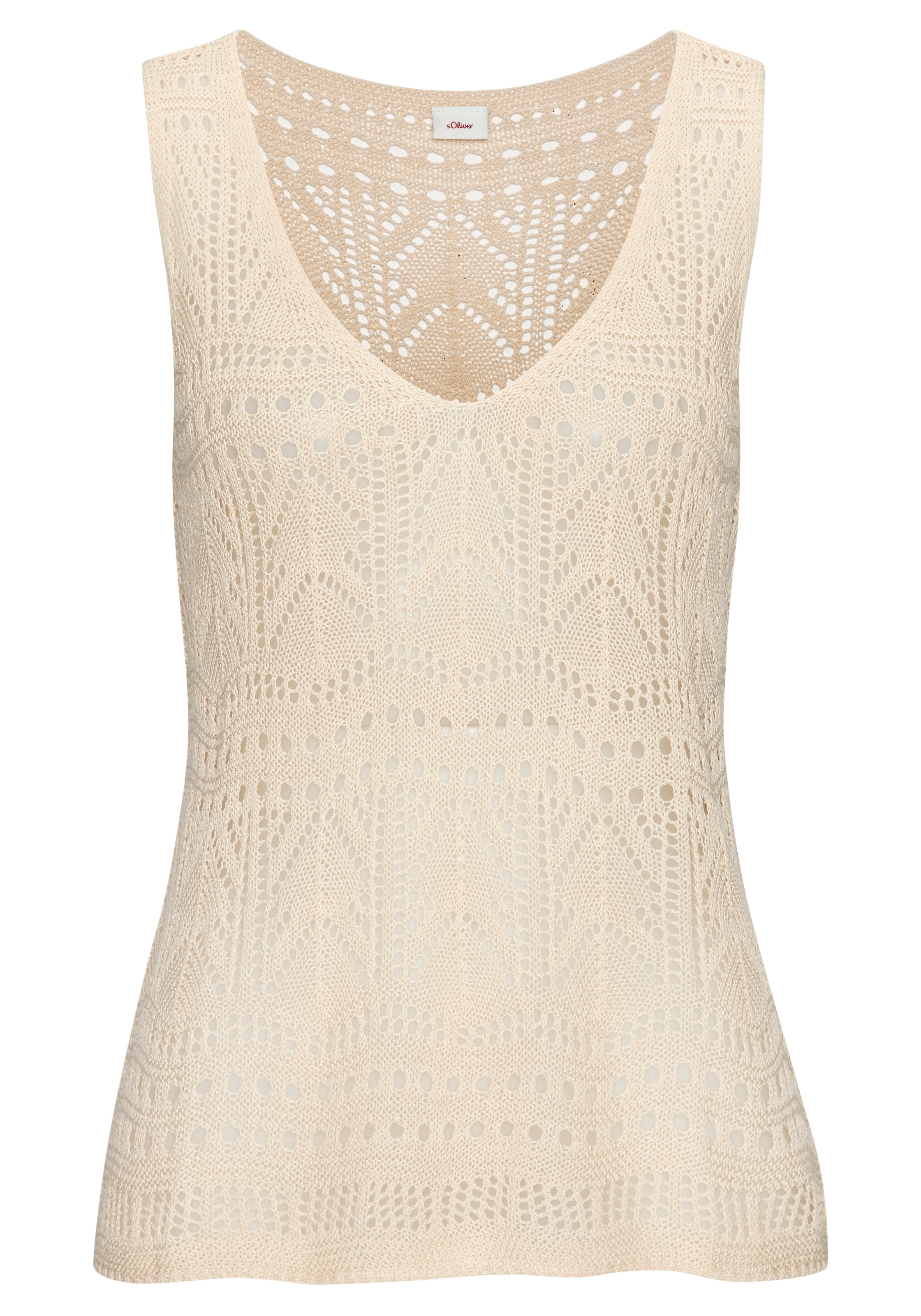 s.Oliver Stricktop , mit semi-transparentem Ajourmuster, Strandtop mit Lochmuster
