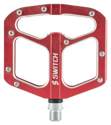 PEDALE VTT DESCENTE - BMX SWITCH GAP ROUGE ALU FILETAGE 9-16 AVEC PICOTS ARGENT (PAIRE)