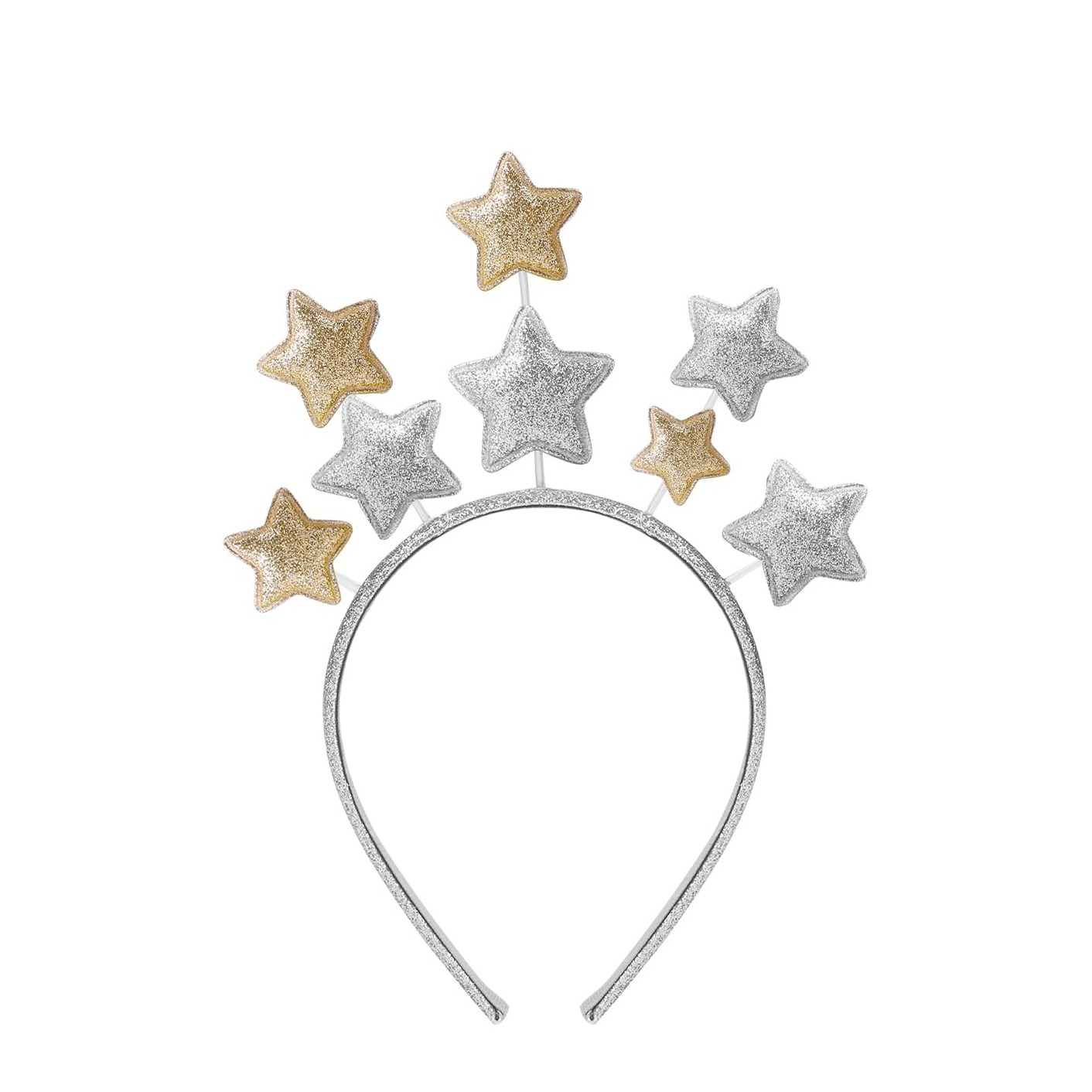 Glitzer Stern Haarreif Fasnachts Kostüm Zubehör Motto Party Accessoire Halloween Foto Requisite - Gold / Silber