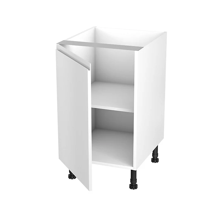 Meuble bas de cuisine avec 1 porte GoodHome Garcinia blanc brillant L. 50 x H. 72 cm