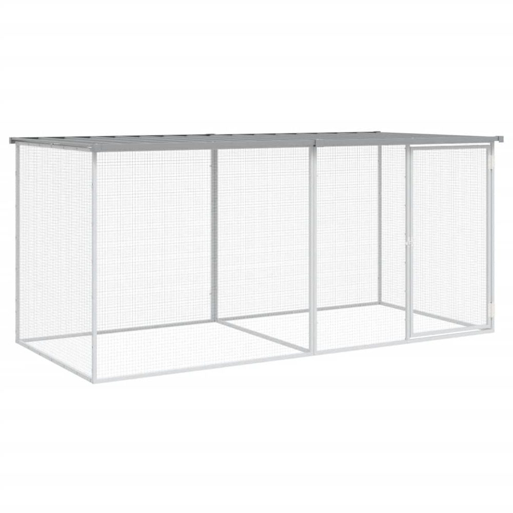 Poulailler avec toit gris clair 203x98x90 cm acier galvanisé