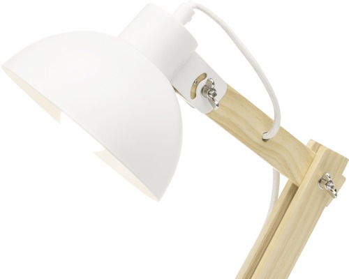 Bureaulamp, 1-lichts, H 41,5 cm, Moda, hout, naturel/wit