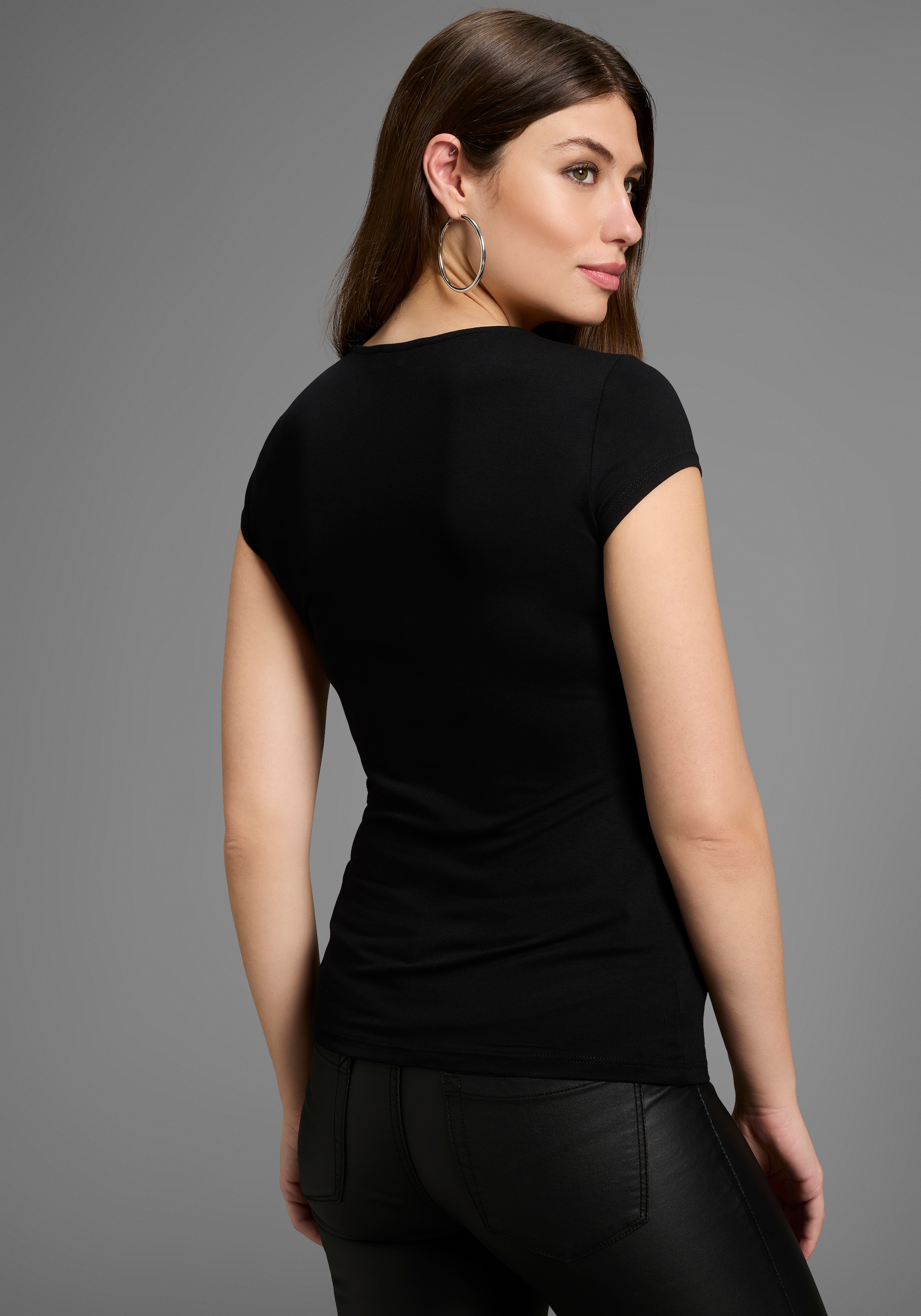 Melrose T-Shirt , Kurzarm,  sehr figurbetonte Passform,  Rundhalsausschnitt