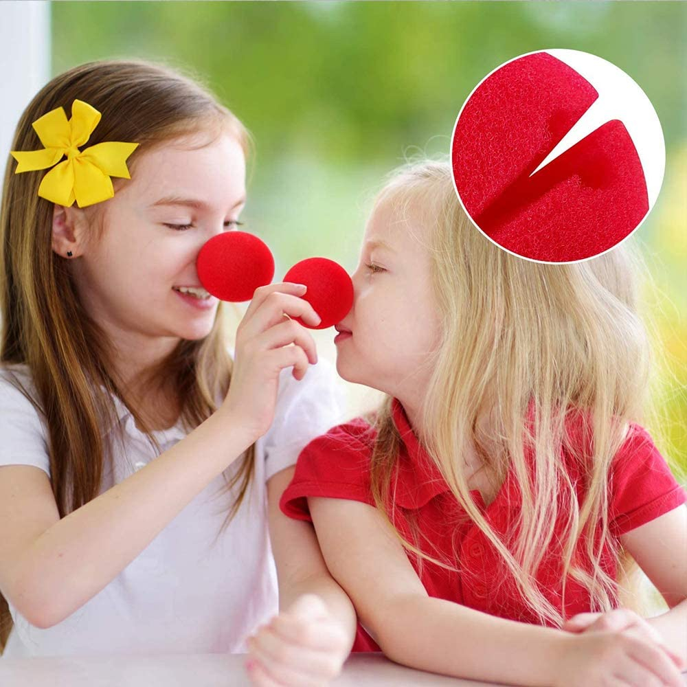 (20er Set) Ø5cm Clowns Nase Fasnachts Kostüm Zubehör Motto Party Accessoire Halloween Foto Requisite - Rot