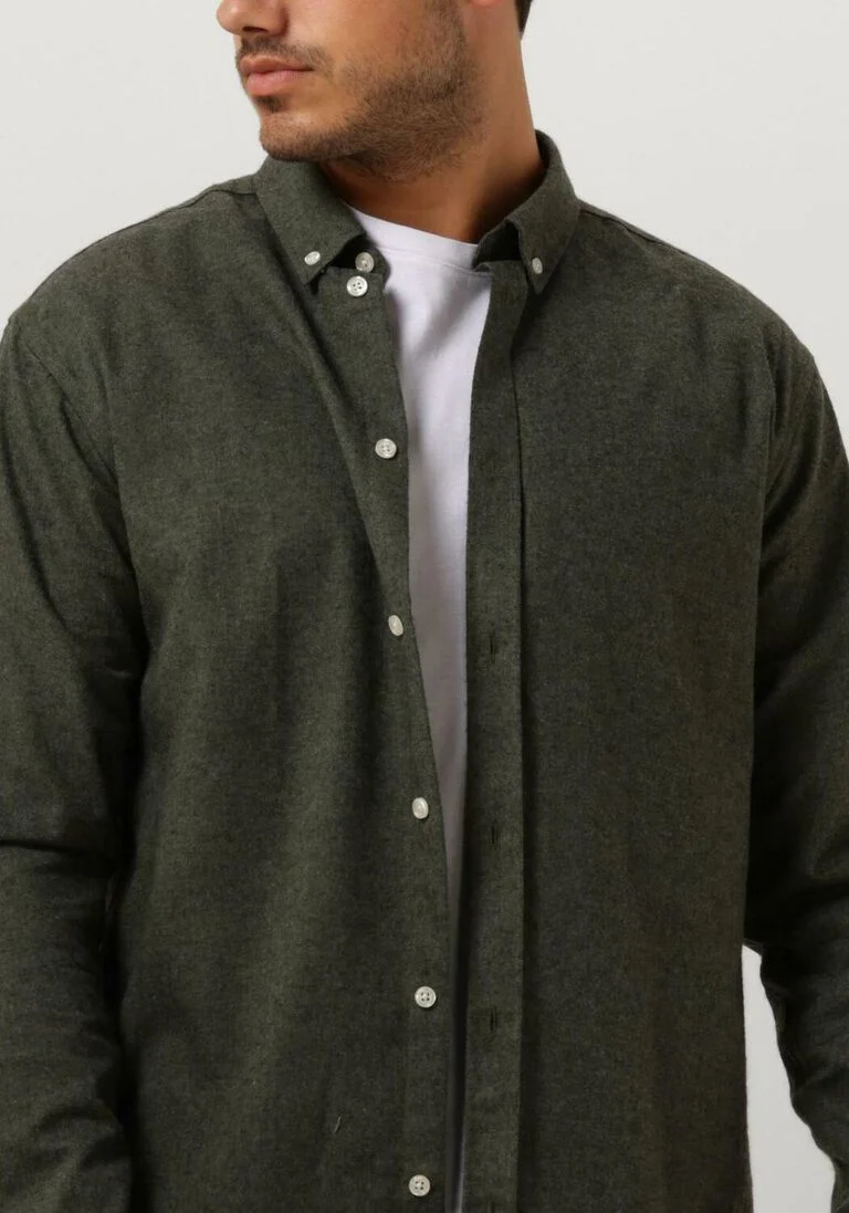 ANERKJENDT groene anerkjendt casual overhemd akkonrad melange shirt
