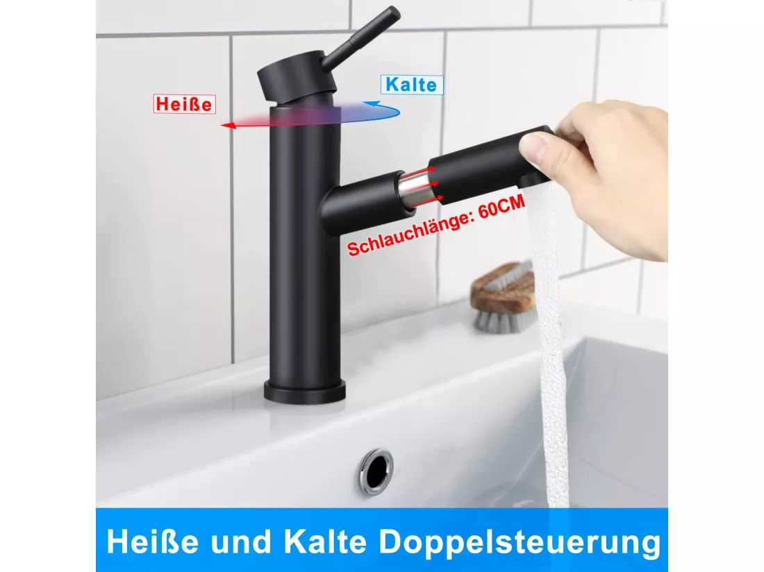 NETTLIFE mitigeur de lavabo mitigeur d'eau froide haute pression robinet de salle de bain