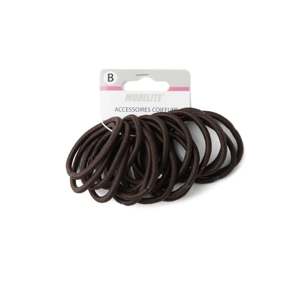 Lot de 15 élastiques à cheveux basiques polyester marron