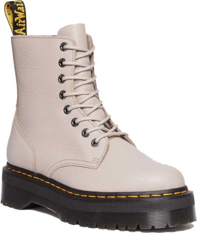 Dr. Martens - Dames Veterboots - Beige - Leer - Platformzool