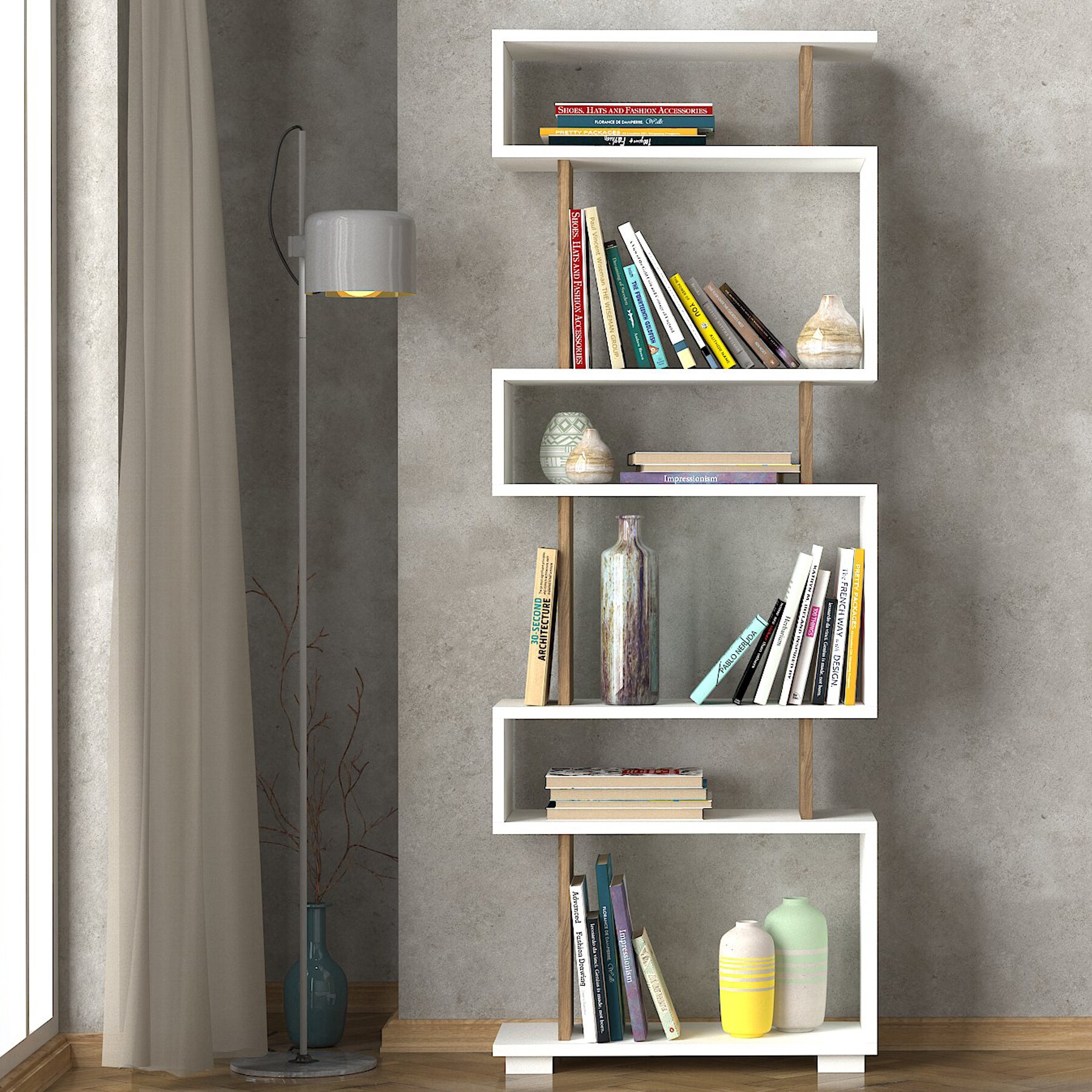 Bücherregal BlokWeiß Walnuss
