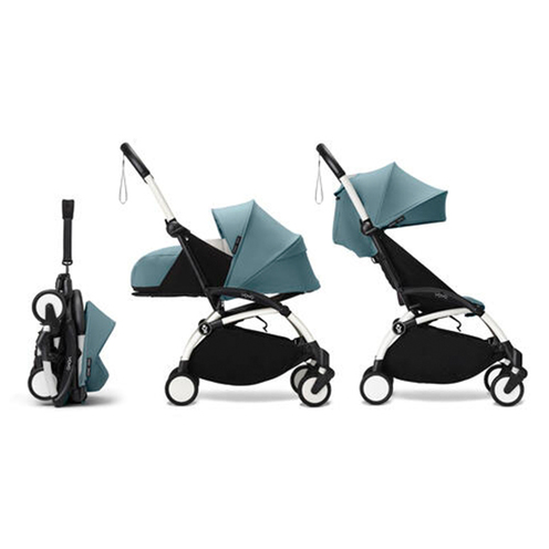 Poussette YOYO 3 Pack 0+ et 6+ Aqua / Cadre Blanc - STOKKE