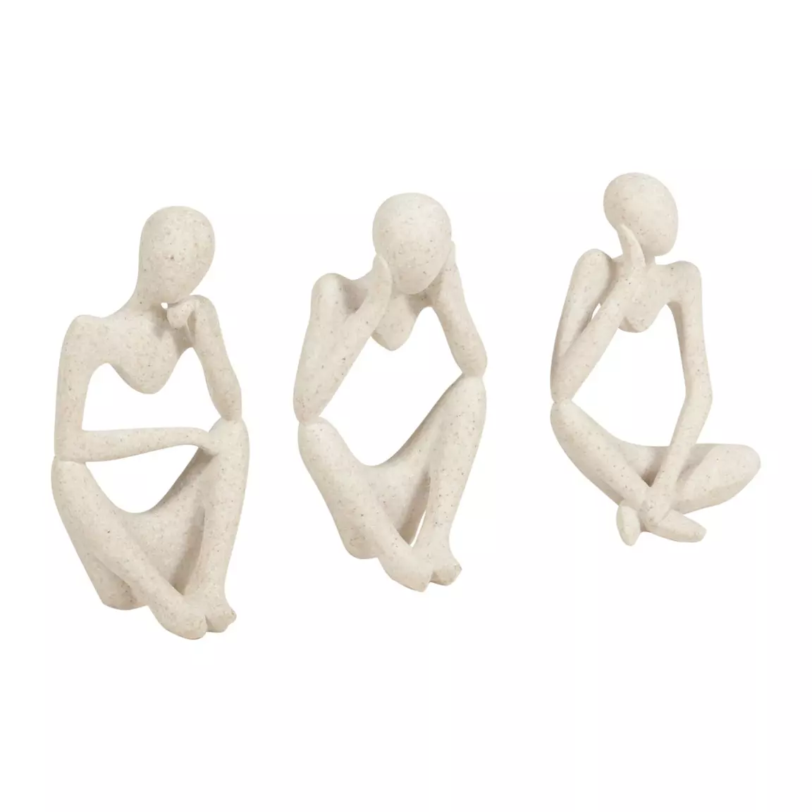 Lot de 3 statues contemporaines (H22 cm) Dolo Blanc
