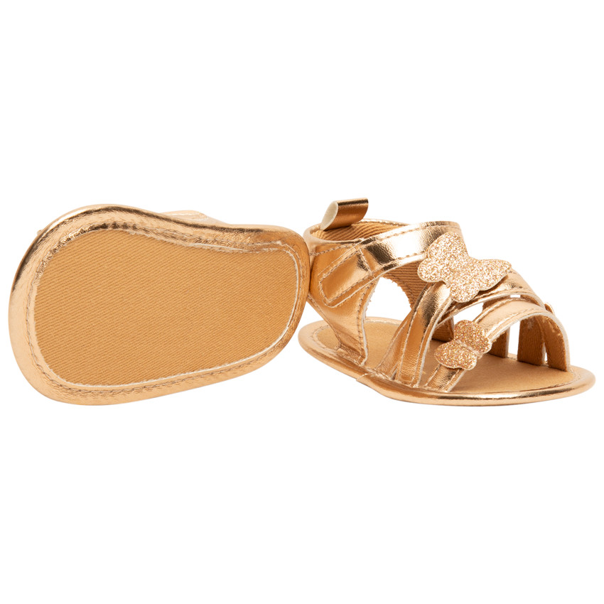 Sandales dorées détails papillons pour bébé fille