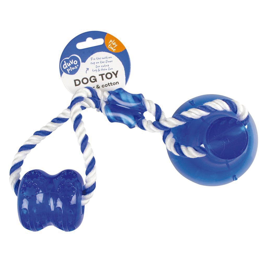 Corda para brinquedo de cachorro DUVO com ventosa, azul, 40 cm x 10,3 cm x 10,3 cm