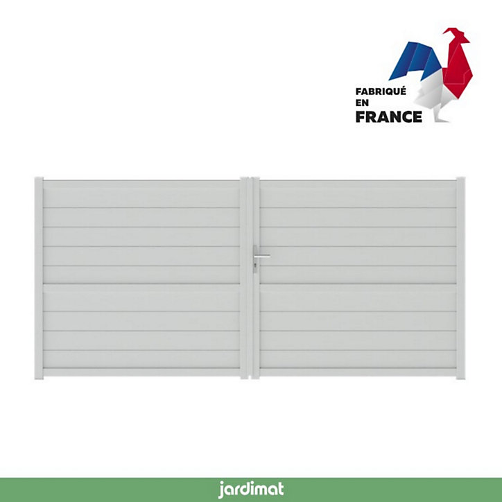 Portail Jardimat battant aluminium Perth blanc - 400 x h.170 cm