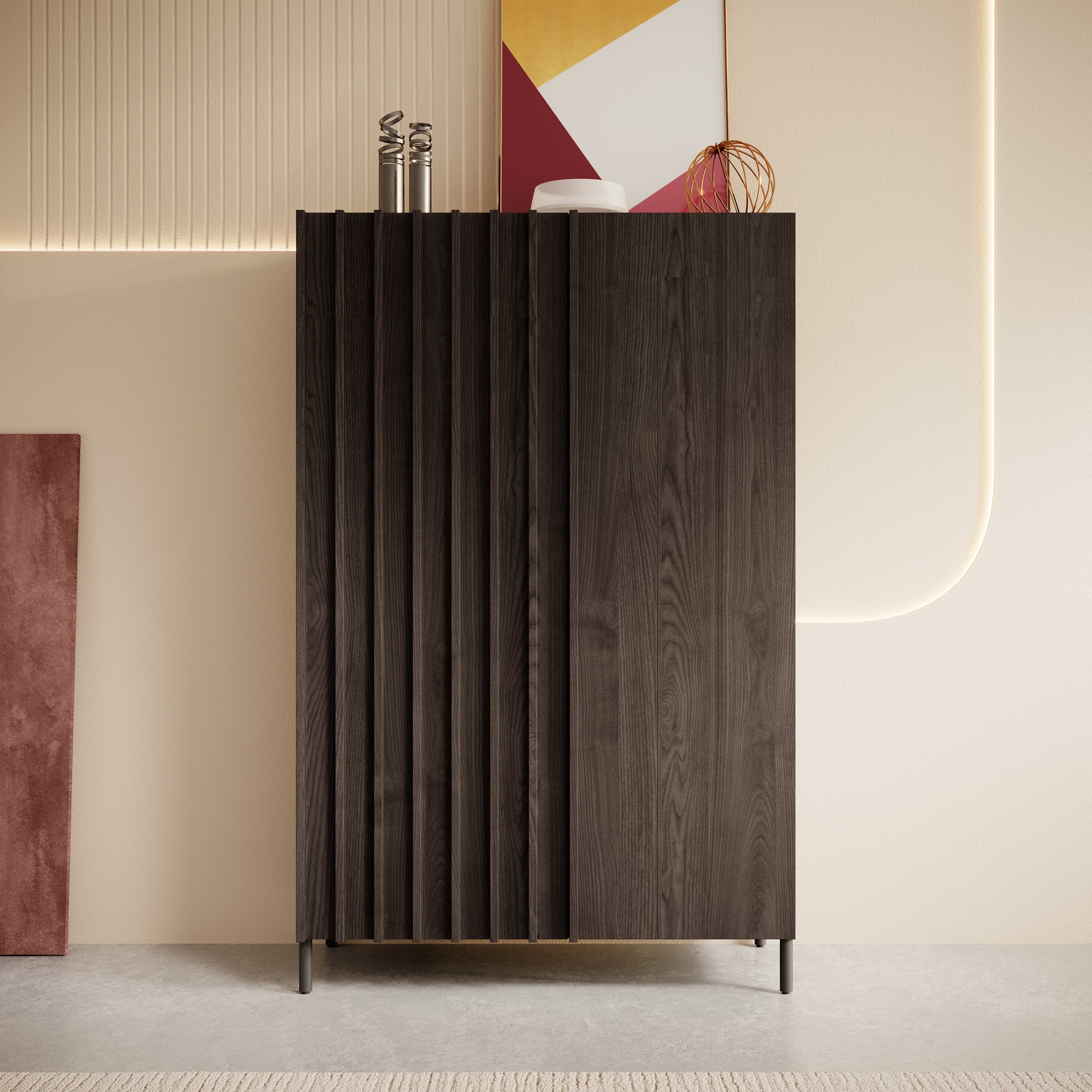 Paz - Dressoir - Donker eiken - 92x44x144 cm