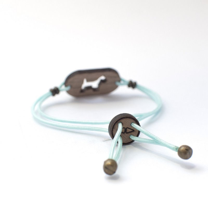 Pulseira de madeira personalizável para Pastores Alemães, azul claro
