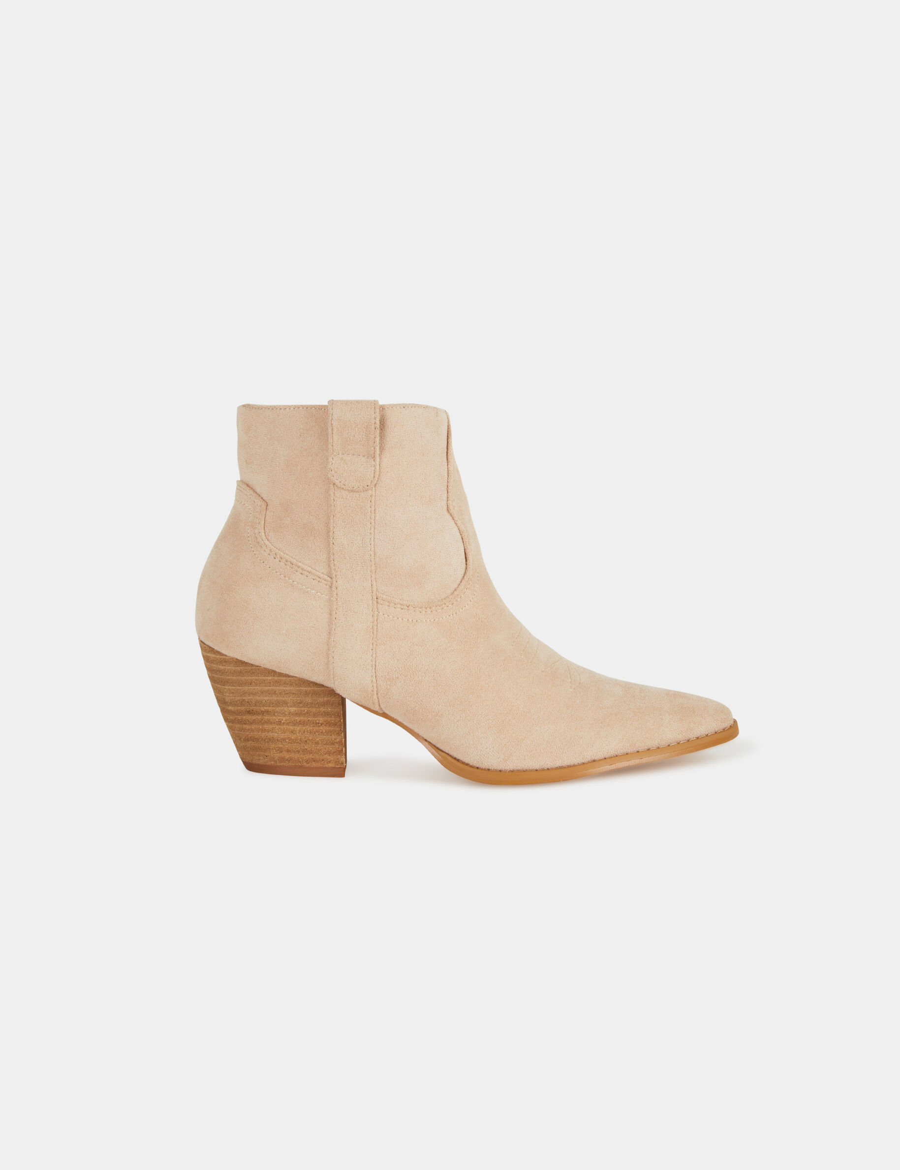 Bottines western à talons beige femme - beige