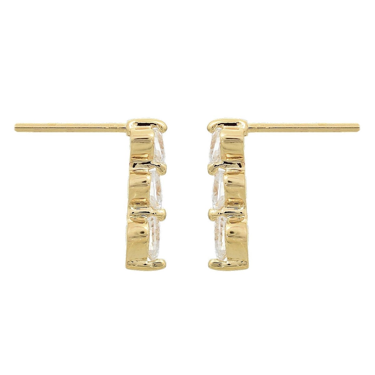 Boucles d'oreilles 3 coeurs oxyde de zirconium Plaqué or 750 3 microns