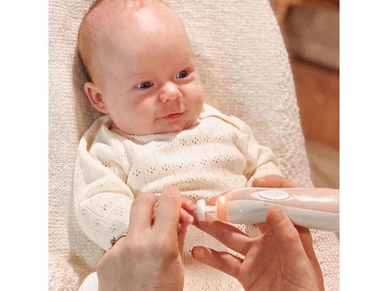 Haakaa Baby-Nagelpflegeset Hellrosa/Weiss Elektrischer Nagelschneider für Babys