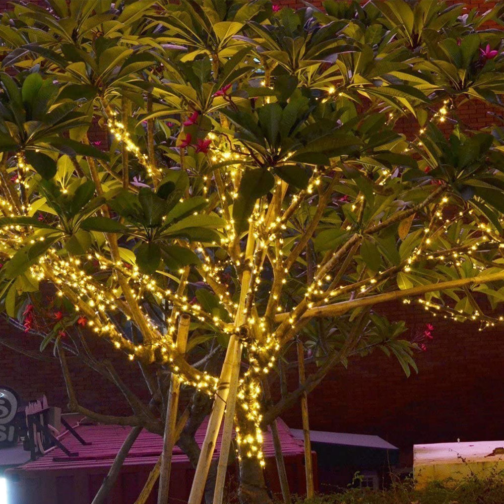 (12m) 100 LED's Deko USB Lichterkette Outdoor Beleuchtung 8 Modi   Fernbedienung IP65 - Warmweiss