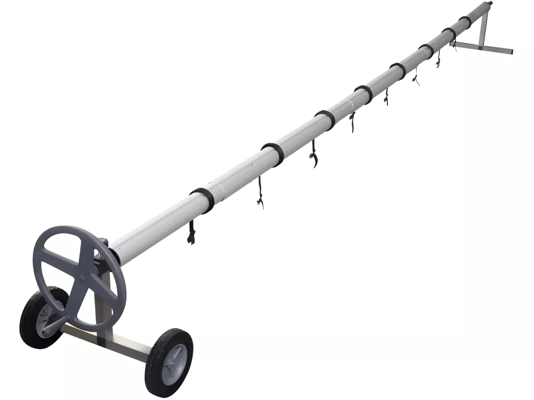 Enrouleur de Bâche Télescopique Enrouleur de Couverture Thermique pour Piscine en Aluminium et Acier Inoxydable 4,2-4,6 m