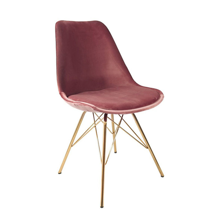 Kick collection - Stoel Velvet Roze - Goud frame