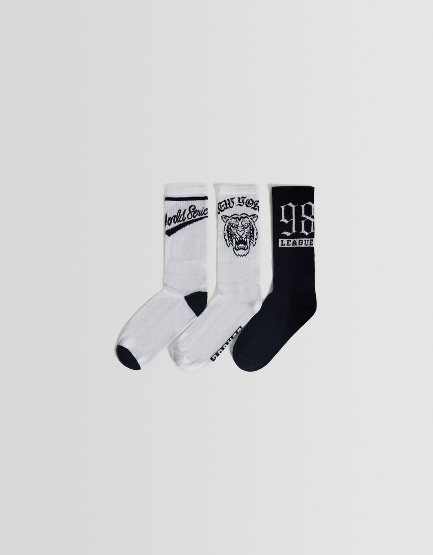 Pacote com 3 pares de meias estampadas