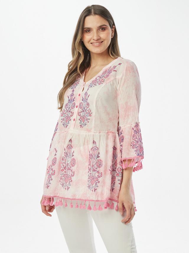 Tunika mit Batik Rosen Druck