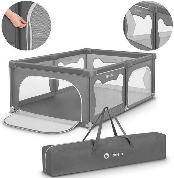 Lionelo Willow - Box voor baby's - 2 afsluitbare zij-ingangen - zeer grote speelruimte - 4 zuignappen op de hoeken
