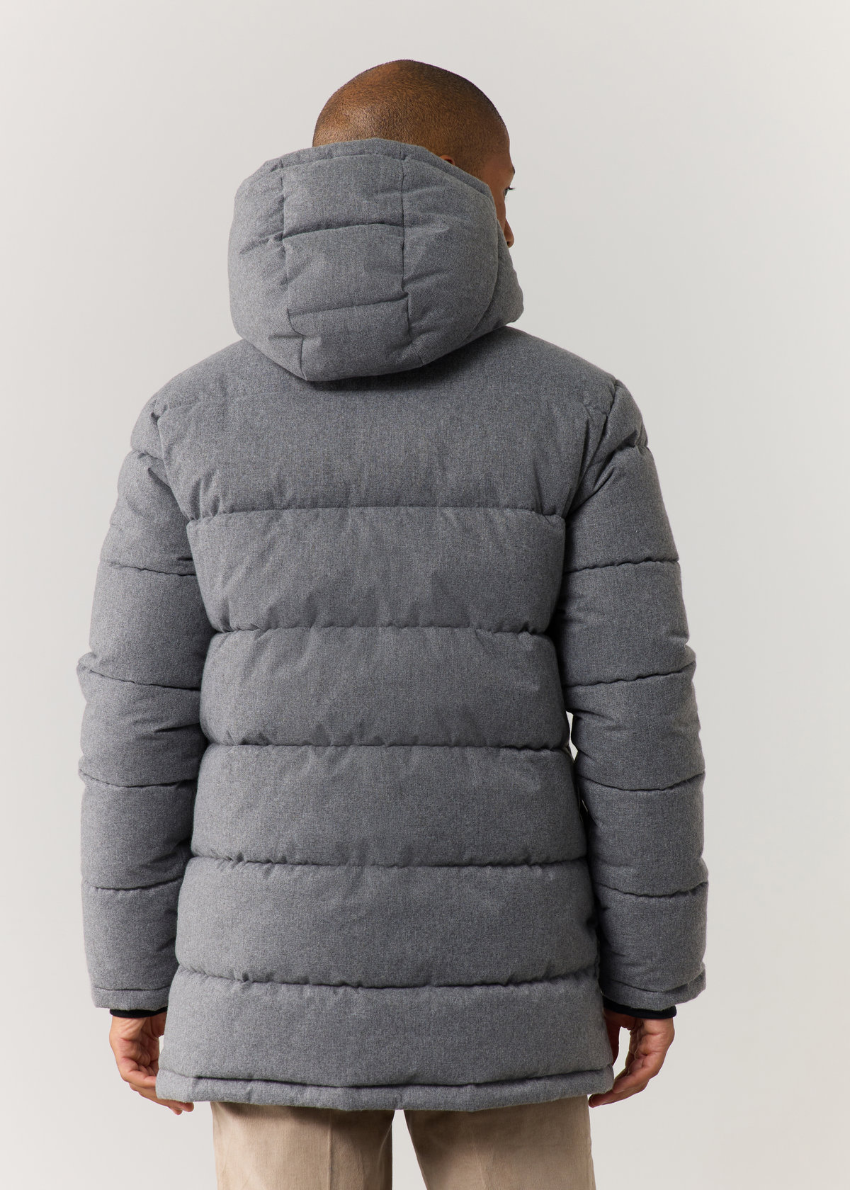 Parka matelassée unie grise à capuche