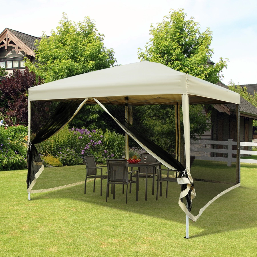 Outsunny Faltpavillon mit Seitenwänden beige