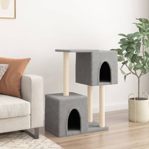 vidaXL Kattetre med klorestolper i sisal lysegrå 86 cm