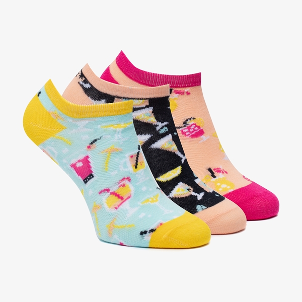3 paar dames sneakersokken met afbeeldingen