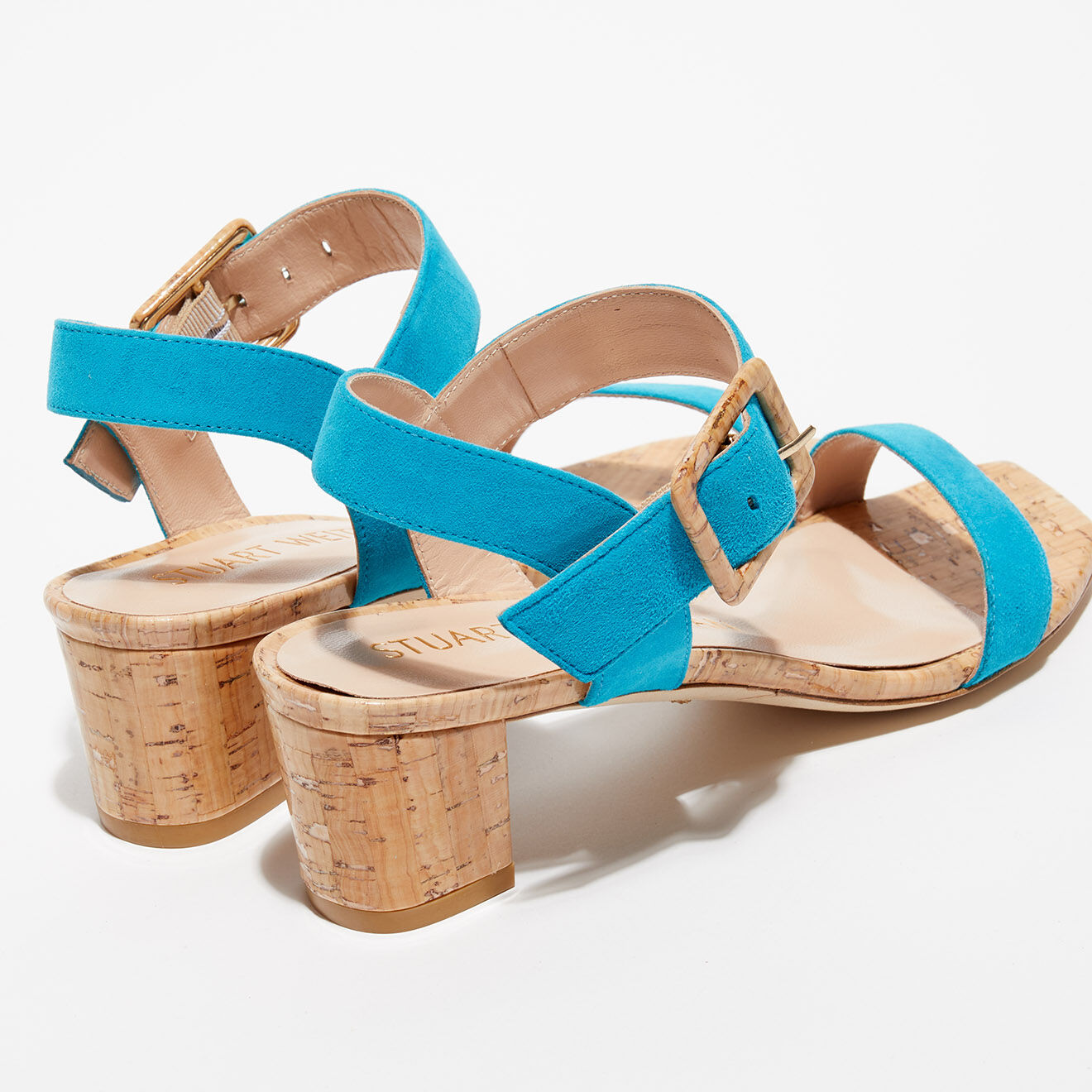 Stuart Weitzman Sandales en Velours de Cuir Alexandrine 50 caraïbe - Talon 5 cm