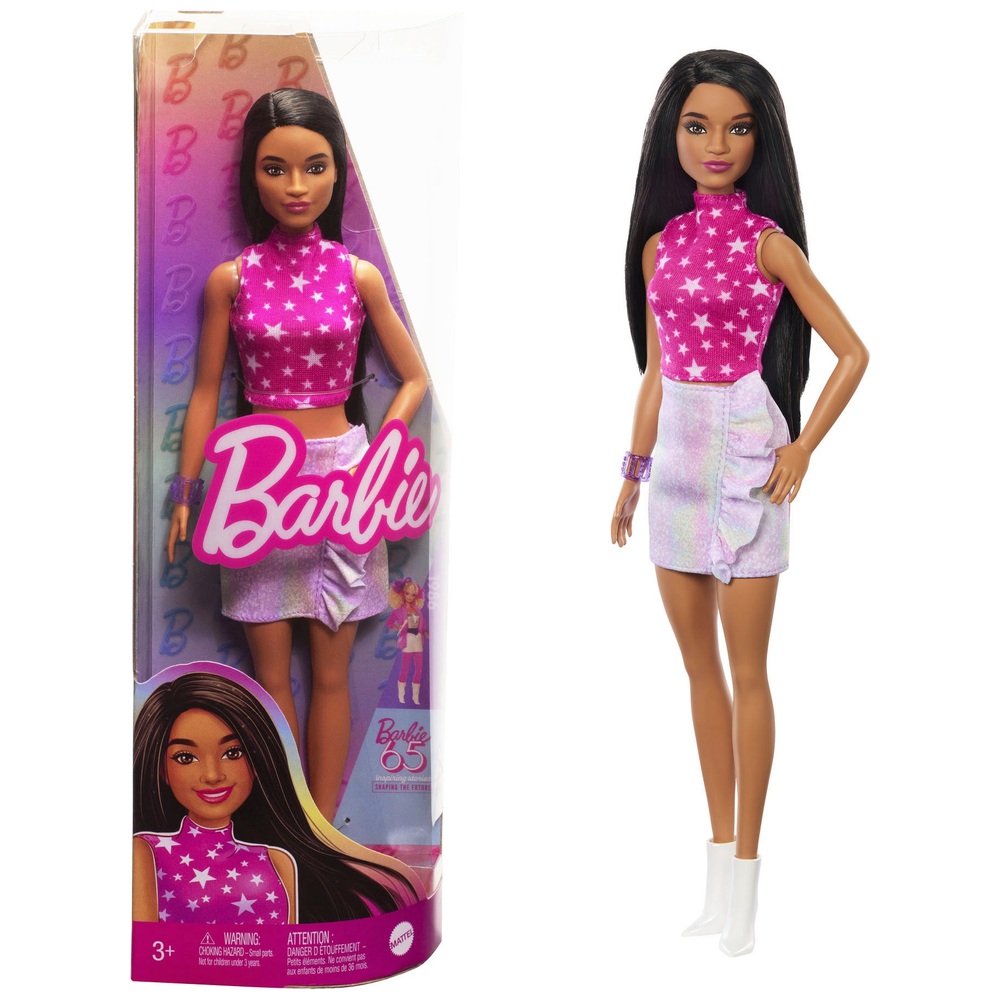 Barbie Fashionista Puppe mit schwarzem Haar und pinkfarbenem Top